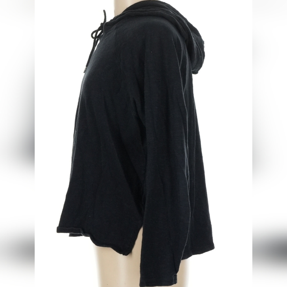 aerie Black Long-Sleeve Hooded Knit Sweatshirt - Picture 4 of 5
